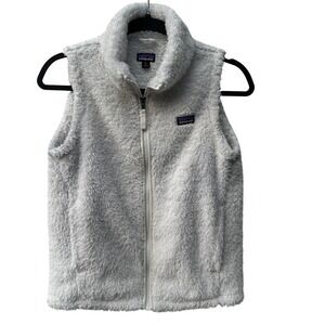 Patagonia Los Gatos Fleece Vest White Full Zip Girls Size XL